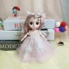 Dockor 17cm BJD Girls Doll Moveble Joints Princess Girl S Dress 3D Eyes Cabriolet Kläder Mini Toys For Christmas Gifts 231013