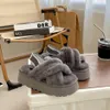 Designer päls sandal stövlar kastanj päls fårskinn tossor för kvinnor australia ultra mini plattform glid klassisk snö stövel vinter varma tofflor skor 35-43