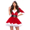 Veet – robe de noël à capuche pour femmes, Sexy, rouge, vert, robe fantaisie de fête de noël, Cosplay, père noël