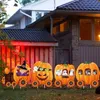 4 pezzi, cartelli da giardino per Halloween, decorazioni di Halloween, pali all'aperto, scheletro di treno di zucca, decorazioni per cartelli da giardino per Halloween, scena/festival/casa/cortile/decorazioni di Halloween