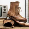 Botas de luxo designer masculino ao ar livre alta superior bota de trabalho para homens tornozelo genuíno couro rua italiano negócio militar