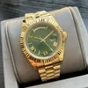 DAY DATE Mens Watch with Diamond Green Dial Automatic Hine 40mm Lady 36mm Woman 904L Stainless Steel Strap Sapphire Hidden Folding Buckle Waterproof Dhgate