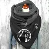 Scarves Winter Women Scarf Cute Cat Print Hijabs Female Lady Retro Multipurpose Shawl Button Wraps Foulard Bufand 231012