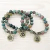 SN1110 NEW DESING MEN'S BRACELET INDIAGATE OHM LOTUS BUDDHER BRACELET MALA YOGA JEWELRY WHOL