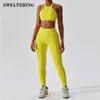 Yoga Outfit 2 Piece Gym Set Ribbed Women Tracksuit Seamless Sportswear Outfits Workout Fitness Shorts for Female Sports Leggings Suit 231012