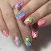 Kunstnagels 24 stks korte vierkante kop hart parel volledige dekking nagel tips afneembare nep druk op manicure 231013