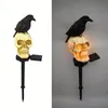 1pc Skull Garden Lights Antique Skeleton Stakes Light Halloween Lawn Lights Automatic Charging For Patio Backyard Garden Walkway Halloween Party Decor