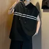 Tracksuits masculinos versão coreana 2023 com capuz sem mangas colete esportes conjunto verão na moda casual shorts de duas peças fino bonito top