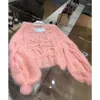 Loewee Sweater Sweater For Women Designer Luxury Fashion Women Same Style Dama Haimao Coarse Stick Needle Pure Hand Woven Fried Dough