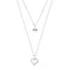 Pendant Necklaces Fashion Silver Color Link Chain Zircon Heart Charm Pendent Necklace For Women Girls Party Jewelry Choker Collar Dz252