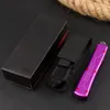 H1091 High Quality Auto Tactical Knife D2 Stone Wash Blade Purple Aviation Aluminum Handle Outdoor EDC Survival Pocket Knives with Nylon Bag