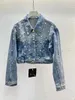 Women's Jackets Netizen And WOMEN 2023 Niche Style With Pearl Studded Design Washed Denim Short