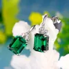 Pendientes de joyería de Esmeralda de Color plata 925 para mujer, peridoto, Jade místico, Bizuteria, piedras preciosas, granate, pendientes de gota de Esmeralda Female1305u