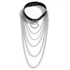 Pendant Necklaces Goth Punk PU Leather Tassel Chunky Chain Necklace Women Collar Hiphop Vintage Round Choker Grunge Jewelry Steampunk Men