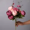 Dekorativa blommor Ciled Artificial Bouquet 13 Heads European Style Peony Silk Plastic Fake Daisy Vase Accessories