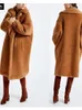 Women's Fur 2023 Lapel Faux Warm Long Coat Women Sleeve Thick Teddy Bear Female Casual Loose Oversize Outwears