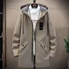 Männer Trenchcoats 2023 Frühling Klassische Mode Trend Lange Windjacke Männer Casual Lose Große Größe Hochwertige Mit Kapuze Mantel 231012