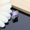 Wedding Jewelry Set Bride 925 Silver Sets Purple Amethyst Gemstone Earrings Rings Fashion Accessories Wdding Necklace Drop 231012