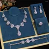 Halsband örhängen Set mode Big Water Droplet 4-Piece Super Deluxe Cubic Zirconia Wedding Party Dress Nigeria Dubai Bridal Jewelry