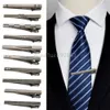 Clipe de gravata de metal prateado, 5cm para homens, gravata de casamento, fecho de gravata, cavalheiro, barra de cristal, acessórios masculinos