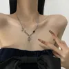 Collane con ciondolo Egirl Collana minimalista unisex con croce stella luna Catene di strass di cristallo per donna Uomo Accessori Y2k coreani