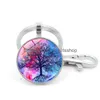 Nyckelringar Tree of Life Glass Cabochon Key Ring Time Gem Keychain Hanging Fashion Jewelry Will and Jewelry DHXVN