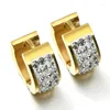 Stud Earrings GOKADIMA Fashion Lady White Crystal Rhinestone Ear For Women Gold Color Stainless Steel WE482