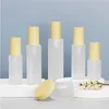 Kejnk – Pot de crème en verre dépoli, avec couvercle en plastique imitation bois, Pot de Lotion de maquillage, bouteille à pompe de pulvérisation, 30ml, 40ml, 60ml, 80ml, 100ml