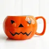 Canecas 1 peça 300ml copo de cerâmica Halloween abóbora caneca handgrip chá leite água casa ferramenta bebida artesanal suco teacup presente 231013