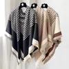 Scarves Soft Thick Imitate Cashmere Large Square Scarf Vortex Stripes Shawl Autumn Winter Women Pashmina Neckerchief Double Side