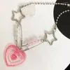 Collier ras du cou en acrylique pour femmes, collier de perles rondes en forme d'aile d'amour transparente, étoile d'amour, Y2K des années 2000, bijoux romantiques esthétiques à la mode