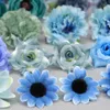 Fiori decorativi 40 pezzi blu reale testa di fiore di seta artificiale sfusi finti per la creazione fai-da-te fermacapelli corona decorazione