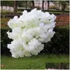 Decorative Flowers 100 Pcs 140-Heads Artificial Cherry Blossoms Wedding Arch Decorate Fake Flower Silk Hydrangea White Branch Home Dhvrc