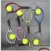 Porte-clés Sport Tennis raquettes porte-clés nouvelle balle porte-clés anneaux sac accroche Woomen hommes mode bijoux cadeau bijoux Dhh14