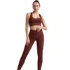 Ensembles actifs Fil Cordon Yoga Costumes Femmes Ensemble De Sport Pantalon Côtelé Pour Femme Sans Couture Vêtements De Gymnastique Tenue D'entraînement Collants Chemises Longues