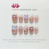 Falska naglar Handgjorda skönhet pressad på designdekoration Fake Full Cover Artificial Manicuree Wearable Orange Nail Store 231013