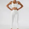 Yoga-Outfit 2PC Set Frauen Workout Sport Gym Wear Anzug Hohe Taille Leggings Röcke Frontreißverschluss BH Fitness Crop Top Sportbekleidung 231012