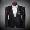 Recién llegado, traje ajustado para hombre, trajes para hombre con pantalones, chaqueta Blazer brillante con lentejuelas negras, esmoquin de boda, trajes para hombre 347t