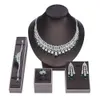 Dubai Bride Jewelry Set Necklace Earrings Copper Zircon Plating Real Gold 231015