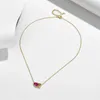 Catene Autentica collana a catena lunga con ciondolo gemma rossa in argento sterling 925 per gioielli regalo di compleanno per donne
