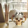 Mugs Stainless Steel Skull Mug Viking Drinking Cup Skeleton Resin Beer Stein Tankard Coffee Tea Halloween Gift Bar Drinkware 231013