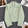 Kvinnors kostymer kvinnor super kort blazer formella smala blazers dam kontor arbetsdräkt knappjackor kappa kvinnliga korea casual femme