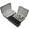 Jewelry Pouches Black Watch Box With Multiple Size Compartments For Collectors Earring Holder Dustproof Balck 12 Slots