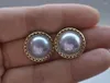 Orecchini a bottone Z11053 Orecchino pendente con perla Mabe con conchiglia grigio pavone da 18 mm
