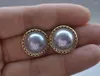 Stud Earrings Z11053 18mm Peacock-Gray Shell Mabe Pearl Dangle Earring