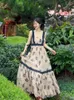 Casual Dresses 2023 Summer Long Dress Women Print Floral Elegant Vintage Ladies Party French Temperament Pleated Ruffles Holiday