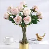 装飾的な花の花輪フェイクシルクピーン人工花環境に優しいアンチフェードプラスチックシミュレーションクラフトDHN7Tのバラの装飾
