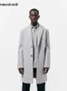 Men's Wool Blends Mauroicardi Autumn Winter Warm Soft Light Grey Woolen Coat Men with Back Slit Single Breasted Luxury Overcoat 2023 231012