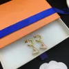 Pendientes de diseño de perlas con letras en V de lujo para mujer, oro de 18 quilates, plata, diamante brillante, marca de piedra, pendiente de amor, pendiente, fiesta, wedd201B