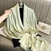 Scarves 18090cm Brand Summer Women Scarf Fashion Quality Soft Silk Female Shawls Foulard Beach CoverUps Wraps Bandana 231012